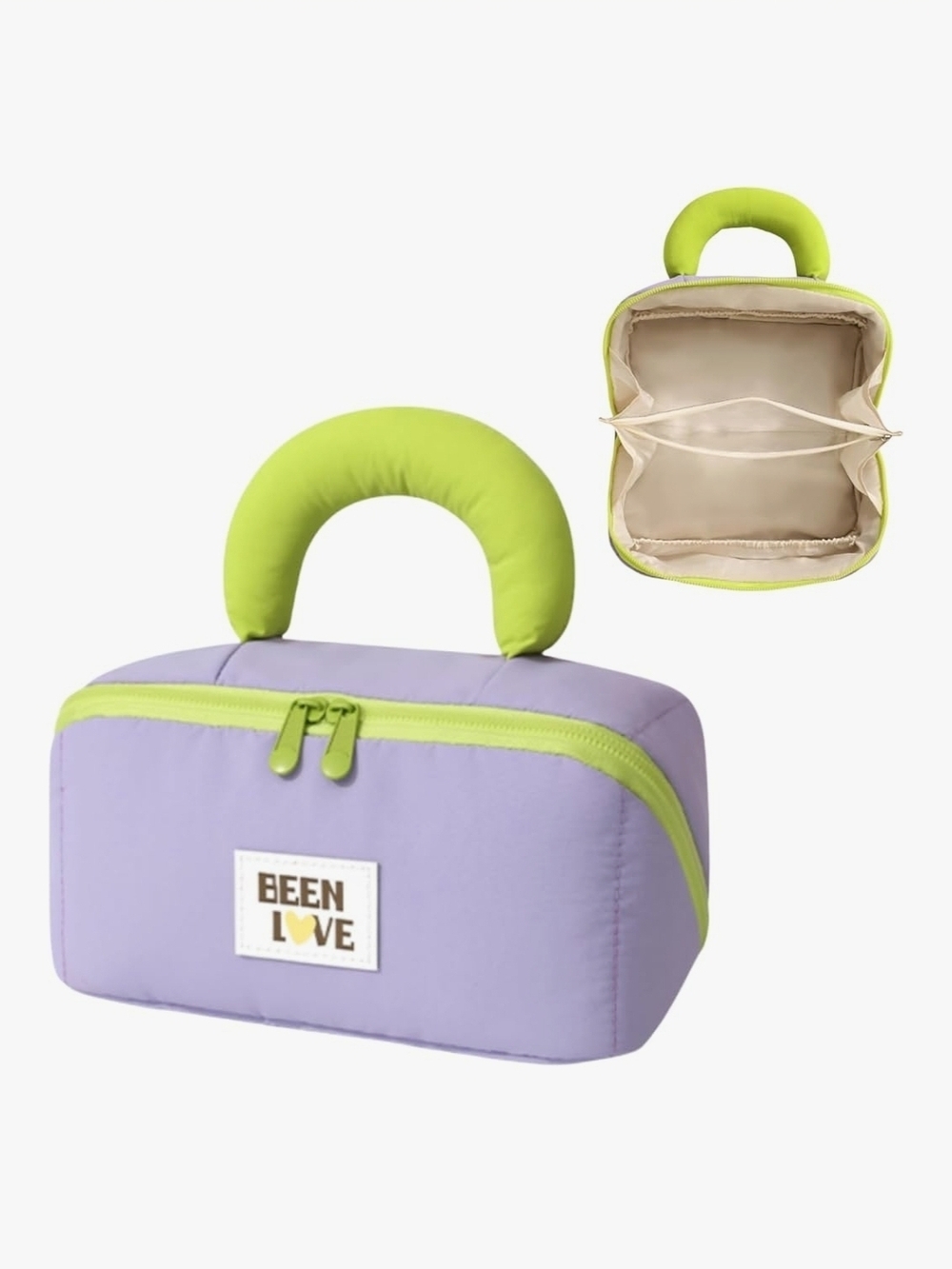 Womens Lilac and Lime Cosmetic Bag with Handle